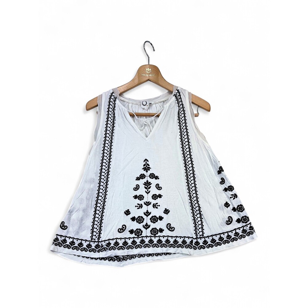 Akemi + Kin White Embroidered Sheer Boho Tank Blouse S